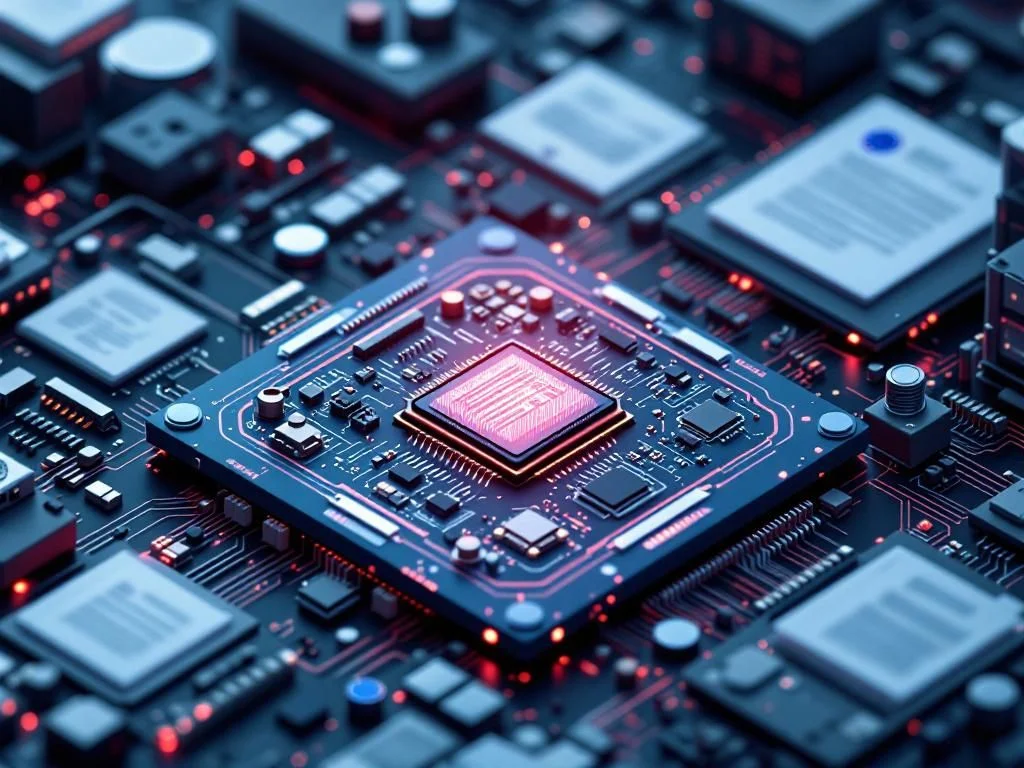 Comparative AI model chart with futuristic tech visualization showing regulatory impact and model icons