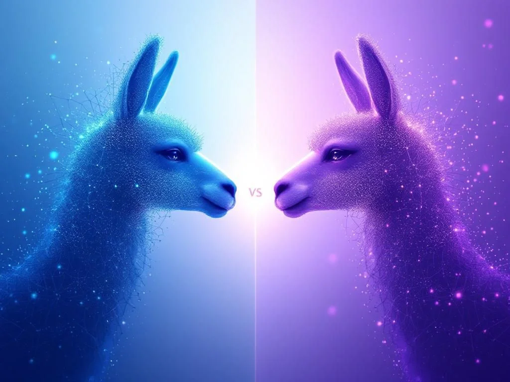 Visualisation technologique futuriste comparant les meilleurs outils et performances des modèles Llama en intelligence artificielle