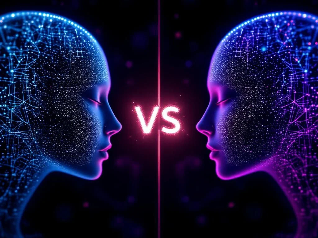 Futuristic visualization of Giants' Battle 2026 comparing AI models Gemini 3.1 Pro, GLM-5, and Qwen3.5 Plus with tech icons