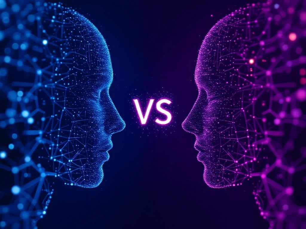 Futuristische Vergleichsgrafik mit GLM-5 und OpenAI KI-Modellleistungen in innovativer technologischer Darstellung