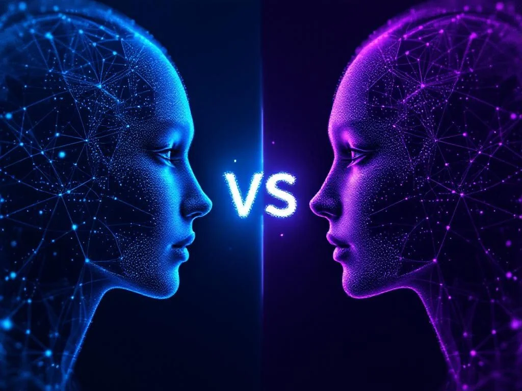 Vergleichende Grafik der KI-Modelle GPT-5 und Gemini 2.5 Pro mit futuristischer Technologie-Visualisierung