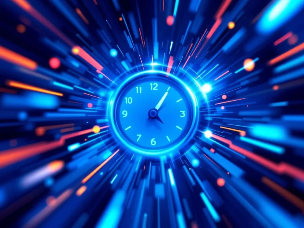 Gráfico comparativo de modelos de IA con visualización tecnológica futurista que muestra el lanzamiento de GPT-5 y la evolución de los sistemas de int