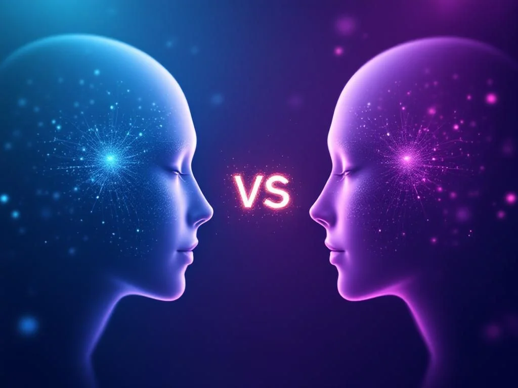 Сравнительная инфографика с иконками GPT-4o-mini и Hermes 3, показывающая технологические характеристики и производительность AI-моделей