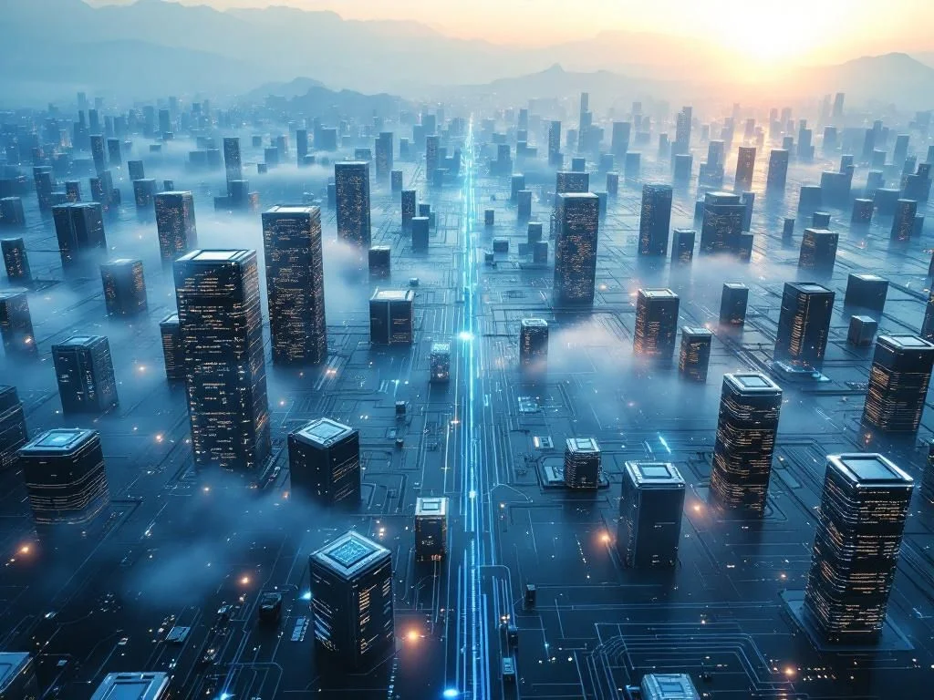 Futuristic visualization of weekly AI benchmark comparing performance metrics and model icons in a high-tech data comparison chart